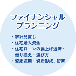 ファイナンシャルプランニング・家計見直し・住宅購入資金・住宅ローンの繰上げ済・借り換え・選び方・資産運用・資産形成、貯蓄